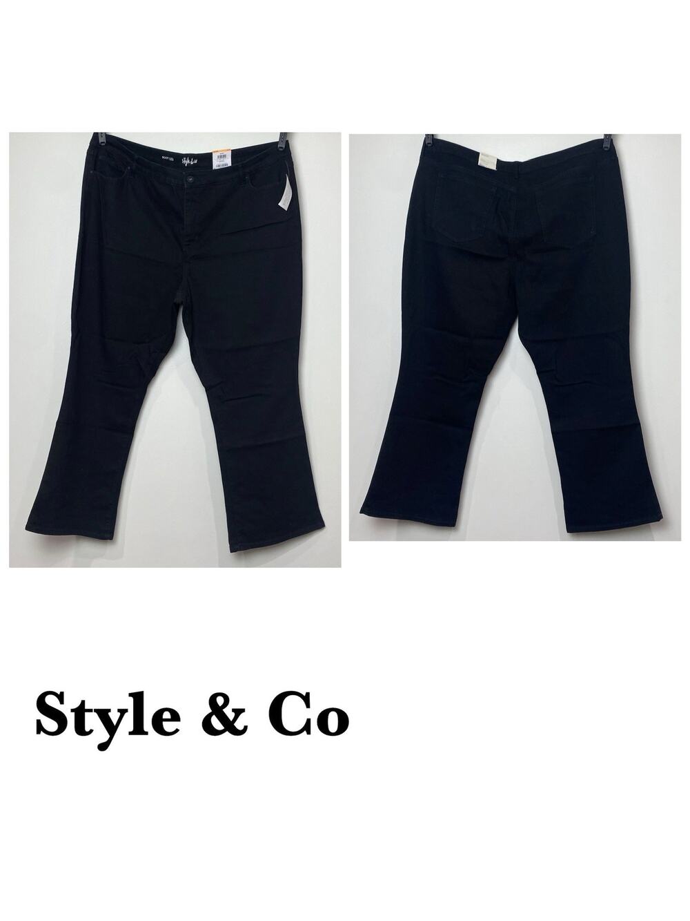 STYLE & CO Women’s Sz 24WP Boot Mid Rise Tummy Control Pants Black Petite New